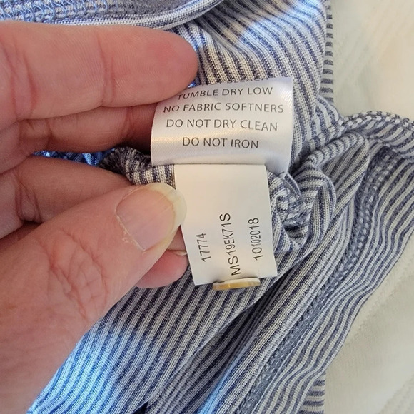 Peter Millar White And Heather Blue Striped Short Sleeve Golf Polo XL - Picture 6 of 6